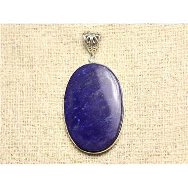 N36 - Pendentif Argent 925 et Pierre - Lapis Lazuli Ovale 42x28mm 