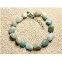 Bracelet Argent 925 et Pierre semi précieuse - Amazonite Nuggets 8mm 