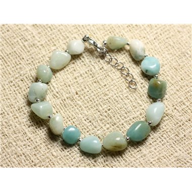 Bracelet Argent 925 et Pierre semi précieuse - Amazonite Nuggets 8mm 