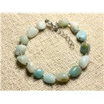 Bracelet Argent 925 et Pierre semi précieuse - Amazonite Nuggets 8mm 