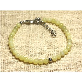 Bracciale Argento 925 e pietra semipreziosa Giada Limone 4mm 