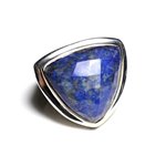 N347 - Bague Argent 925 et Pierre - Lapis Lazuli Facetté Triangle 21mm