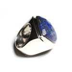 N347 - Bague Argent 925 et Pierre - Lapis Lazuli Facetté Triangle 21mm