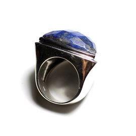 N347 - Bague Argent 925 et Pierre - Lapis Lazuli Facetté Triangle 21mm N347 - Bague Argent 925 et Pierre - Lapis Lazuli Facetté Triangle 21mm