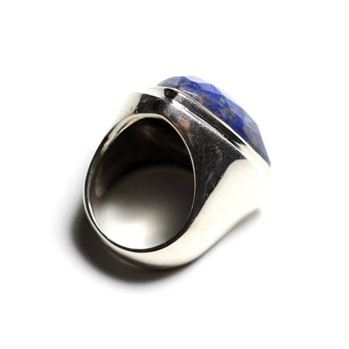 N347 - Bague Argent 925 et Pierre - Lapis Lazuli Facetté Triangle 21mm
