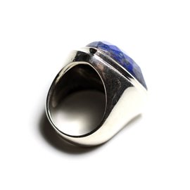 N347 - Bague Argent 925 et Pierre - Lapis Lazuli Facetté Triangle 21mm