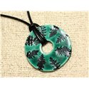 Collier Pendentif Céramique Empreinte Feuilles Donut 38mm 