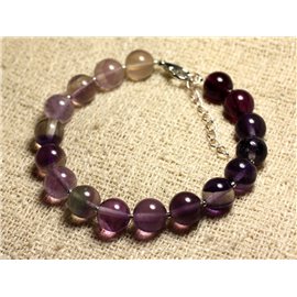 Armband Silber 925 und Halbedelstein - Violetter Fluorit 10mm 