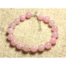 Armband 925 Zilver en Steen - Roze Jade 8mm 