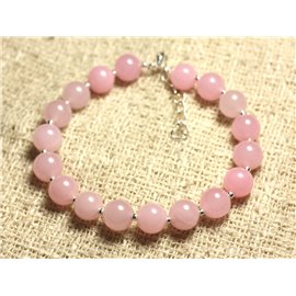Bracelet 925 Silver and Stone - Pink Jade 8mm 