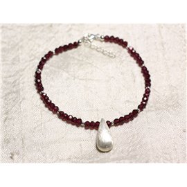 Bracelet Silver 925 and Stone - Garnet Rhodolite faceted washers 3mm 