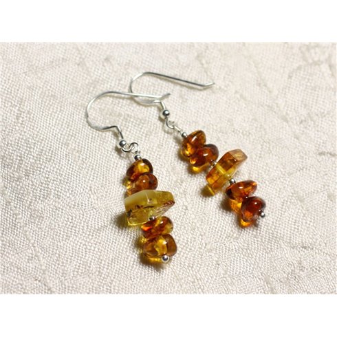 Boucles d'oreilles argent 925 et Ambre naturelle 7-10mm 