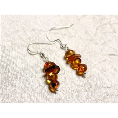 Boucles d'oreilles argent 925 et Ambre naturelle 7-10mm 