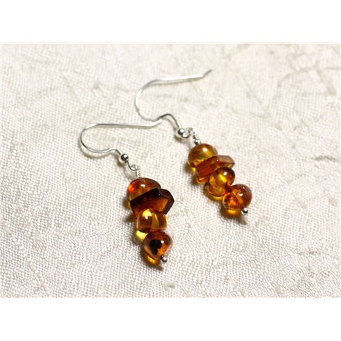 Boucles d'oreilles argent 925 et Ambre naturelle 7-10mm