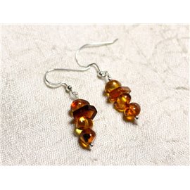 Boucles d'oreilles argent 925 et Ambre naturelle 7-10mm  Boucles d'oreilles argent 925 et Ambre naturelle 7-10mm