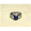 N112 - Bague Argent 925 et Pierre Filigrane Arabesques - Lapis Lazuli Rond 8mm 