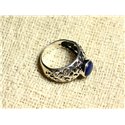 N112 - Bague Argent 925 et Pierre Filigrane Arabesques - Lapis Lazuli Rond 8mm 