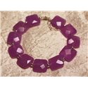 Bracelet Argent 925 et Pierre - Jade Violet Rose Carrés Facettés 14mm