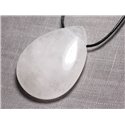 Collier Pendentif en Pierre - Cristal de Roche Quartz grande goutte 60mm 