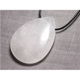 Stone Pendant Necklace - Rock Crystal Quartz large drop 60mm 