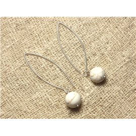 Boucles d'Oreilles Argent 925 et Pierre - Magnésite 10mm 