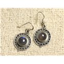 BO209 - Boucles d'Oreilles Argent 925 et Pierre - Labradorite Ronds 8mm 