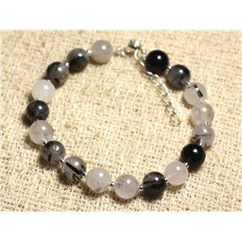 Bracelet Silver 925 and semi precious stone - Quartz Tourmaline 8mm