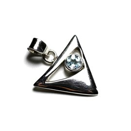 PE112 - 925 Silver Pendant and Stone - 20mm Blue Topaz Triangle 