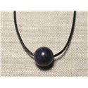 Collier Pendentif Pierre semi précieuse - Sodalite Boule 14mm 