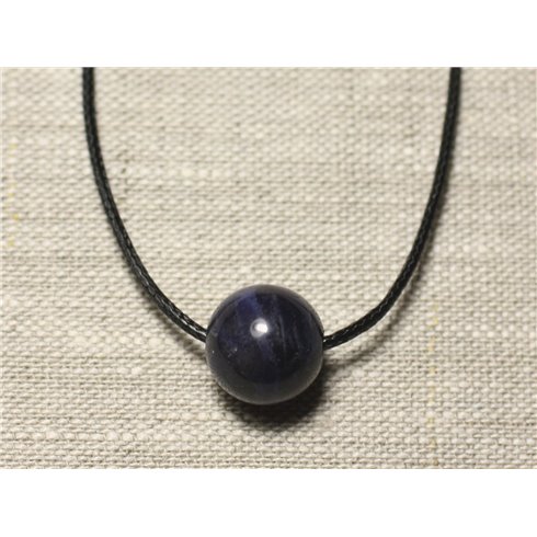 Collier Pendentif Pierre semi précieuse - Sodalite Boule 14mm 