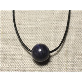 Semi Precious Stone Pendant Necklace - Sodalite Ball 14mm 