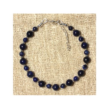 Bracelet en Lapis Lazuli 4 et 6 mm et Perles d'Argent 925 