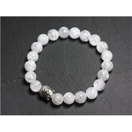 Pulsera de Buda y piedra semipreciosa - Cristal de roca de cuarzo agrietado 