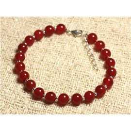 Bracelet 925 Silver and Stone - Carnelian 6mm