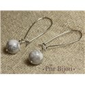 Boucles d'Oreilles Pierre Semi précieuse - Howlite 10mm