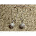 Boucles d'Oreilles Pierre Semi précieuse - Howlite 10mm