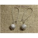 Boucles d'Oreilles Pierre Semi précieuse - Howlite 10mm