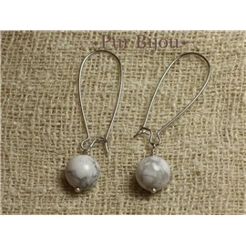 Boucles d'Oreilles Pierre Semi précieuse - Howlite 10mm Boucles d'Oreilles Pierre Semi précieuse - Howlite 10mm