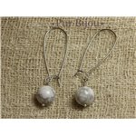 Boucles d'Oreilles Pierre Semi précieuse - Howlite 10mm