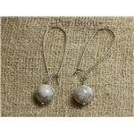 Boucles d'Oreilles Pierre Semi précieuse - Howlite 10mm