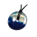 Collier Pendentif en Pierre - Agate Bleue Donut Pi 40mm 