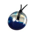 Collier Pendentif en Pierre - Agate Bleue Donut Pi 40mm 