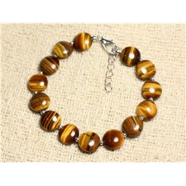 Armband Silber 925 und Stein - Tiger Eye Paletten 10mm 