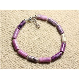 Bracciale in Argento 925 e Pietra - Tubi Sugilite 10x5mm 