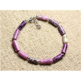 Bracelet 925 Silver and Stone - Sugilite Tubes 10x5mm 