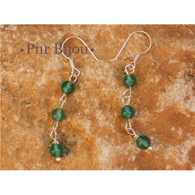 Boucles d'Oreilles Onyx Vert et Argent 925