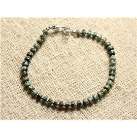 Armband Silber 925 und Halbedelstein - African Turquoise Rondelles 4x2mm 