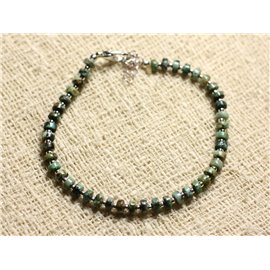 Bracelet Silver 925 and semi precious stone - African Turquoise Rondelles 4x2mm 