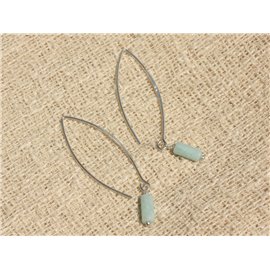 Boucles d'Oreilles Argent 925 - Amazonite Tubes 9mm 