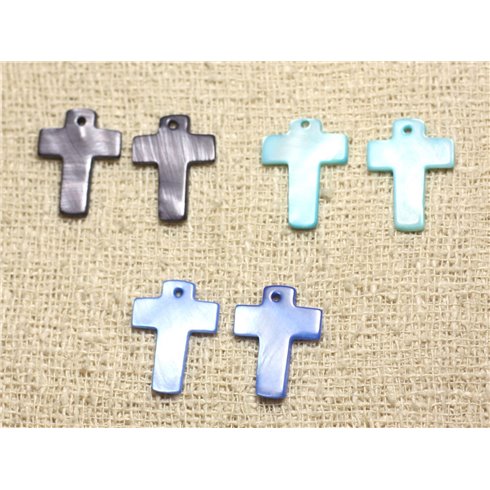 Boucles d'Oreilles Nacre Croix 22mm Blanc ou Couleurs au choix 